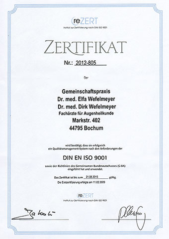 Zertifikat DIN EN ISO 9001